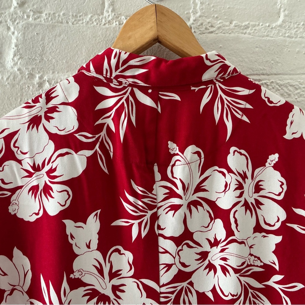 Caribbean Joe Dress Red White Floral Print Button Up Midi Wedding Guest Tropical - Picture 8 of 13